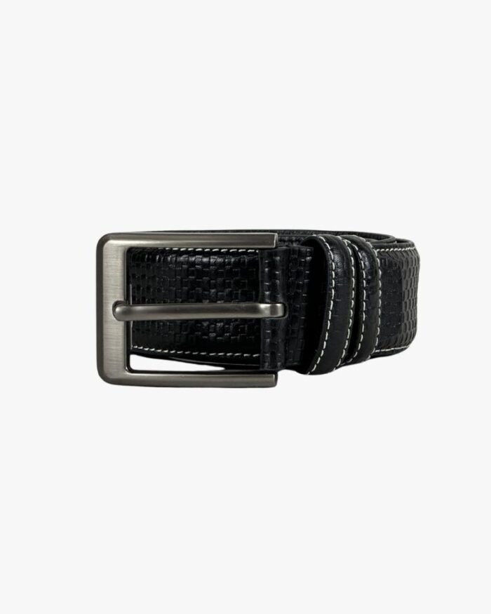 Monarch Textured Leather Belt Black - Image 2