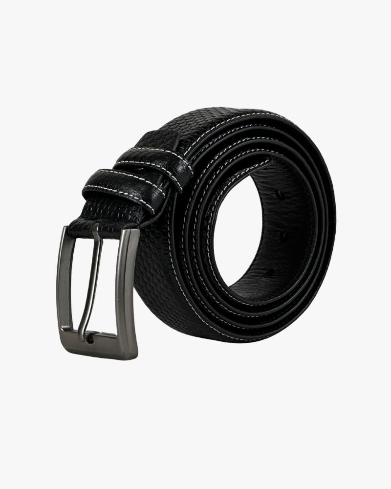 Monarch Textured Leather Belt Monarch Textured Leather Belt Black - Image 1