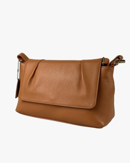Pleated Flap Crossbody Tan