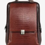 Two-tone Croc-Embossed Commuter Brown