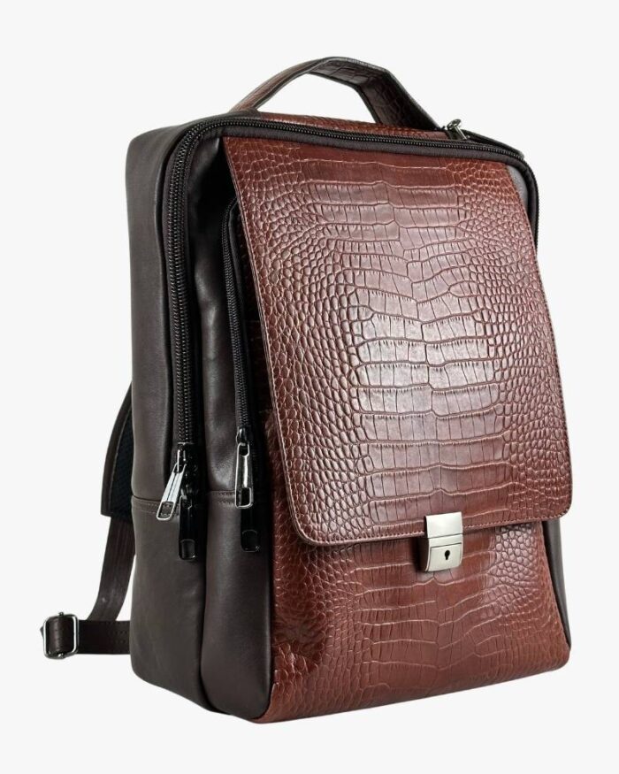Two-tone Croc-Embossed Commuter Brown - Image 2